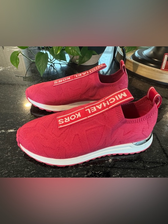 Michael Kors Shoes - Michael Kors Red Knit Slip-On Sneakers 8.5